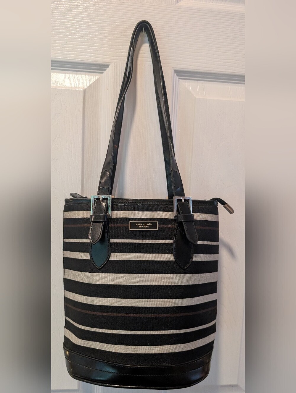 Kate Spade New York Black & Cream Striped Tote Bag